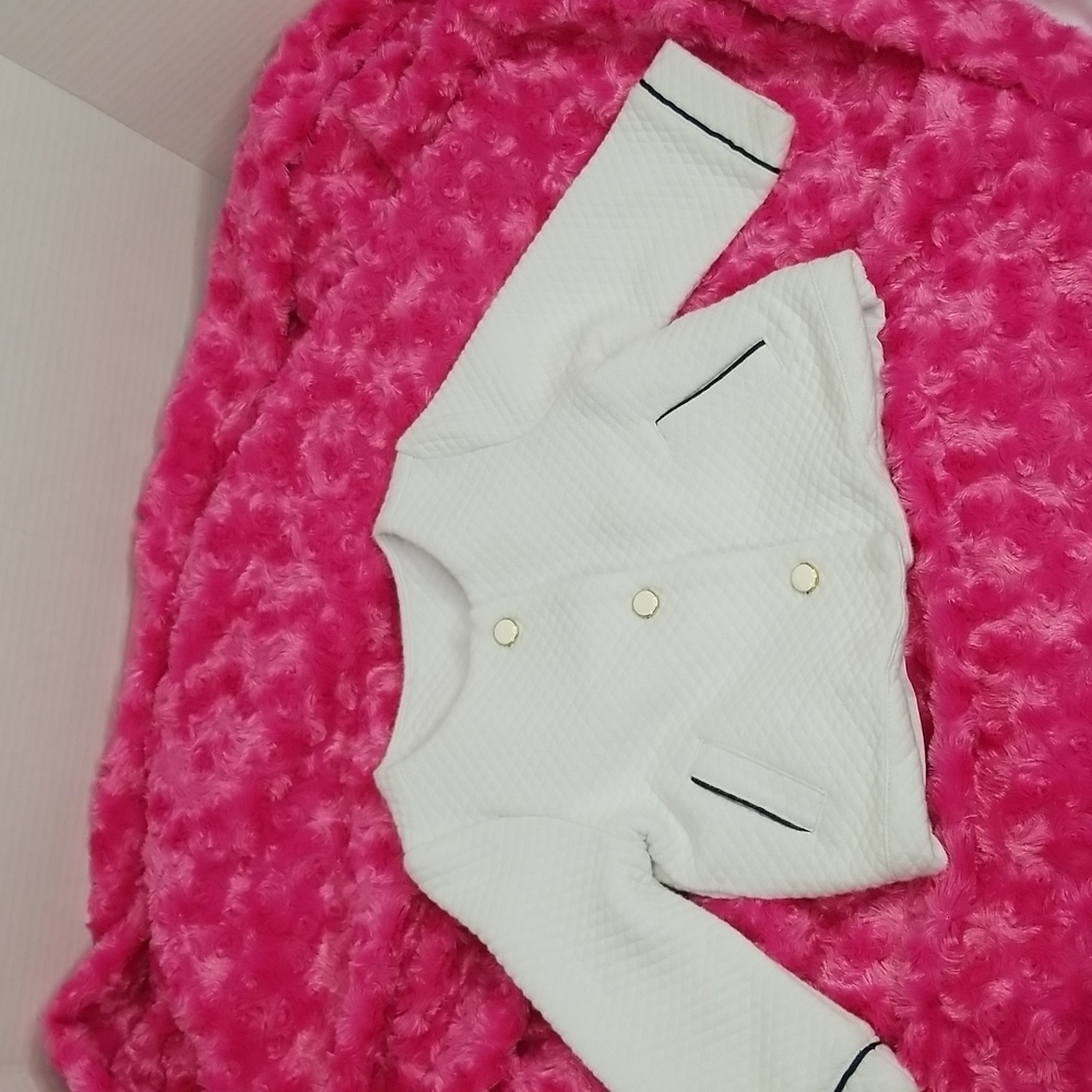 JANIE AND JACK BABY QUILTED JACKET IN WHITE SIZE 6 TO 12 MONTHS